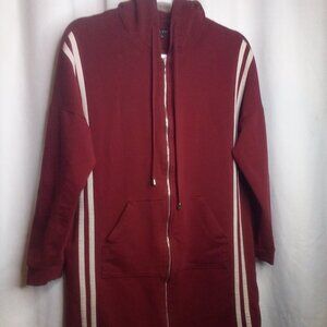 Alvina Jacket 44 XL Women Hood Pockets Full Zip Red Maroon